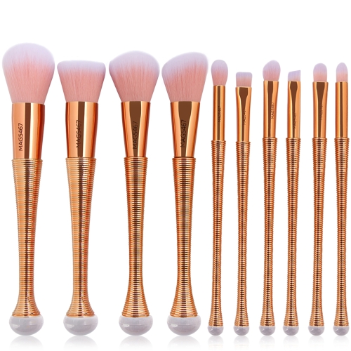 10 pcs Rose Or Maquillage Brosses Set Puissance Fondation Blush Ombre à Paupières Contour Mélange Sirène Beauté Cosmétique Outil Kits