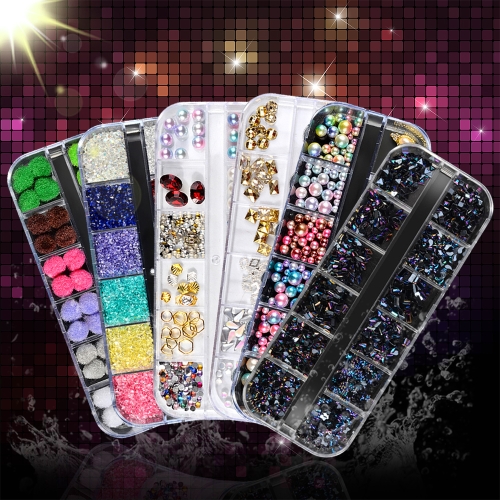 12 стилей Многоцветный ручной DIY Мода Pearl Nails Украшение Несколько спецификаций Nail Art Tool