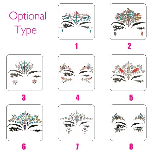 

DIY Adhesive Face Gems Rhinestone Temporary Tattoo Jewels Festival Party Body Glitter Stickers Flash Temporary Tattoos Sticker Easy To Operate