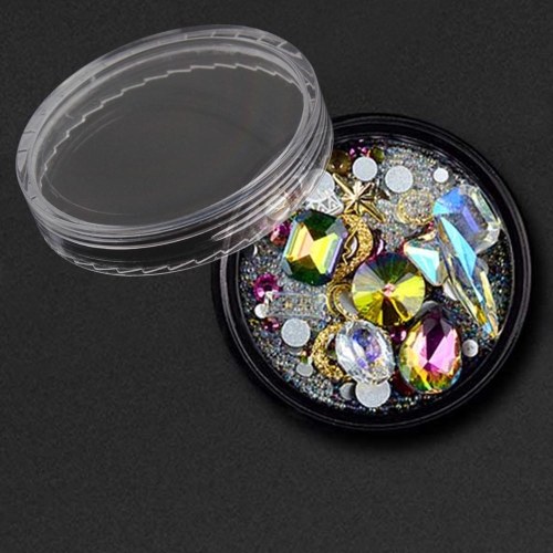 

12 Style Nail Art Decoration Charm Gem Beads Rhinestone Hollow Shell Flake Flatback Rivet Mixed Shiny Glitter 3D DIY Accessories