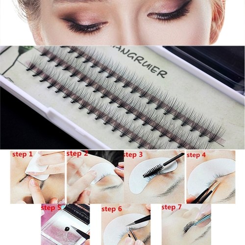 

60 Pcs False Eyelash Long Black Thick Fake Lashes Natural Soft Makeup Eye Lashes Individual Cluster Handmade False Eyelash