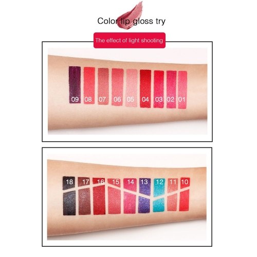 

Pudaier Liquid Lip Gloss Non-stick on Cup Lipstick 18 Colors Lip Glitter Diamond Waterproof Lip Tint Makeup