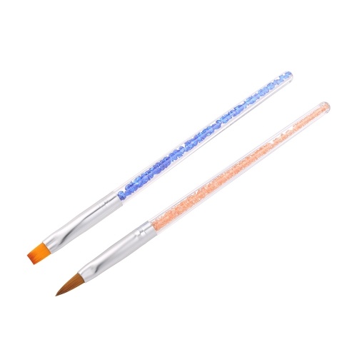 

10pcs Acrylic Nail Brushes Professional Nail Tools UV Gel 3D Nail Art Design Painting Drawing Liner Pen Set with Acrylic Rhinestone Handle