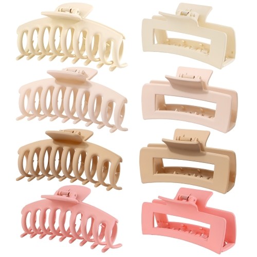 

Bestauty 8Pcs Plastic Matte Hair Claws Hair Clips Combination Set Simple Non-slip Hair Gripper Strong Hold Elegant Hairstyle for Women