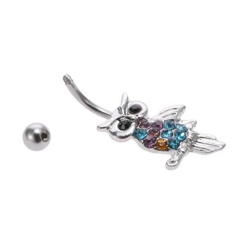 

1шт Rhinestone пирсинг Птица Navel Ring Сова Кнопка Bar Украшения Женские девушки пирсинг аксессуары из нержавеющей стали
