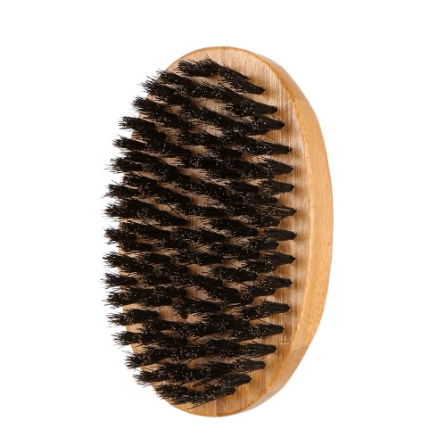 Boar Bristle Brush Barbe Moustache Homme Blaireau visage Brosse à cheveux en bambou ronde militaire