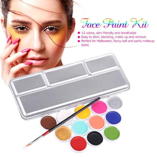 

12 Color Face Paint Kit Body Palette for Halloween Party Body Paint Oil Set Washable Skin Makeup Paint Tool