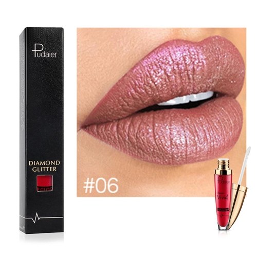 

Pudaier Liquid Lip Gloss Non-stick на губной помаде для губ 18 цветов Lip Glitter Diamond Waterproof Lip Tint Makeup