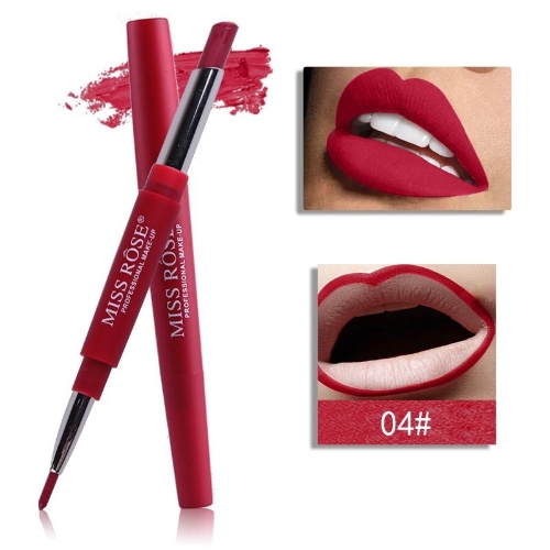 New 2017 Brand Lip Matte Makeup for Women Long Lasting Pigment Red Nude Lip Liner Double Ended with Matte Miss Rose Lipstick 1
