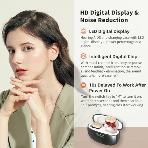 Dual Ear Hearing Aids for Adults Seniors Rechargeable Sound Amplifier with DSP Personal Hearing Amplifier with Noise Reduction Adults Hearing Assist Devices with Charging Base 