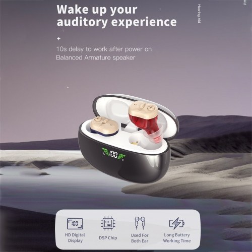 Dual Ear Hearing Aids for Adults Seniors Rechargeable Sound Amplifier with DSP Personal Hearing Amplifier with Noise Reduction Adults Hearing Assist Devices with Charging Base 