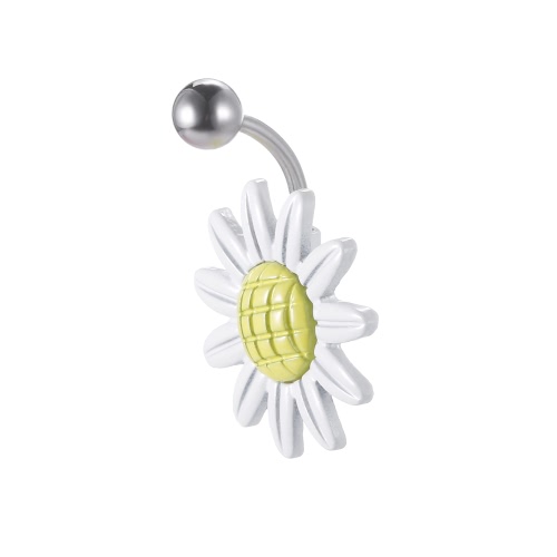 1pc Flower Body Piercing Mulheres Umbigo Anel Botão Bar Jóia inoxidável Aço Perfuração Acessórios para meninas Branco