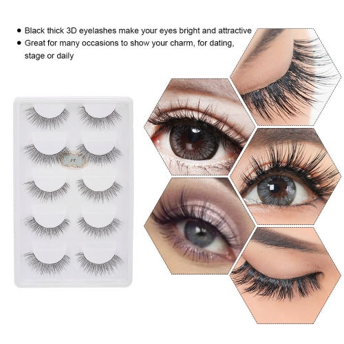 

5 Pairs Natural False Eyelashes Long Thick Fake Lashes 3D Extension Eyelash Soft Handmade False Eyelash