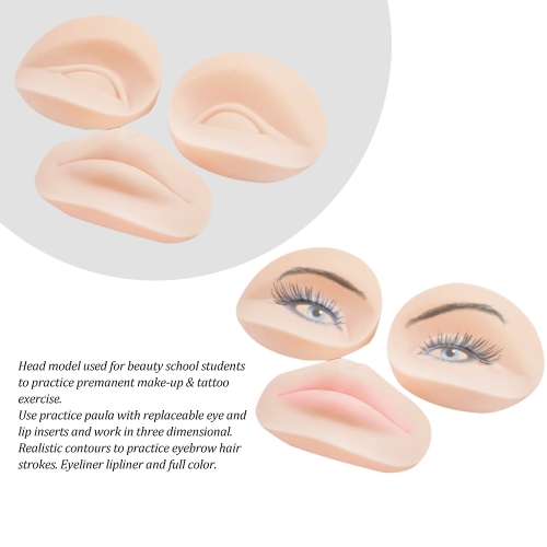 

Mannequin Head Accessory 2 Eyes + 1 Lip Make-up Exercises Tattoo Training Model Eyelash Extension Grain Lips Operation Eyeliner