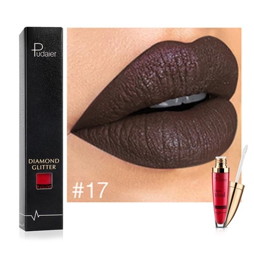 

Pudaier Liquid Lip Gloss Non-stick на губной помаде для губ 18 цветов Lip Glitter Diamond Waterproof Lip Tint Makeup