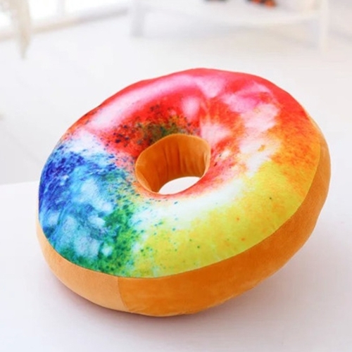 Almohadas creativas de la felpa del buñuelo de la felpa 3D Juguetes rellenos Muñecas Doughnut de la historieta divertida Funda de almohada Chocolates dulces de la felpa Sofá y silla Amortiguadores posteriores Alfombrillas para el coche