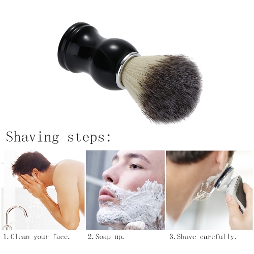 

1pc Nylon Shaving Mustache Brush Men Safety Barber Razor Brush Black Handle Male Shaving Gift Set Beard Cleaning Tool Facial Care