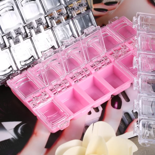 

12 слотов Пластиковый ящик для хранения Nail Art Bead Paillette Powder Organizer Прозрачный случайный цвет Gems Серьги Rhinestone