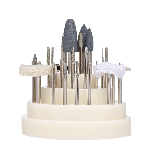 

40 Pcs Dental Bur Nail Drill Bit Dental Brush with 48 Holes Stand Container Displayer Nail Dental Accessory