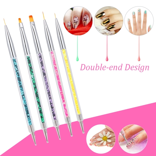 

5pcs Nail Pen Crystal Nail Art Painting Brush Nylon Hair Nail Art Painting Drawing Pencil Manicure Dotting Brush Set