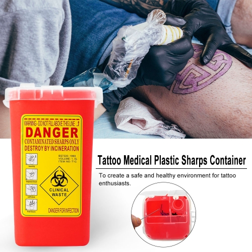 

Tattoo Medical Plastic Sharps Container Biohazard Needle Disposal Waste Box For Tattooing Artist