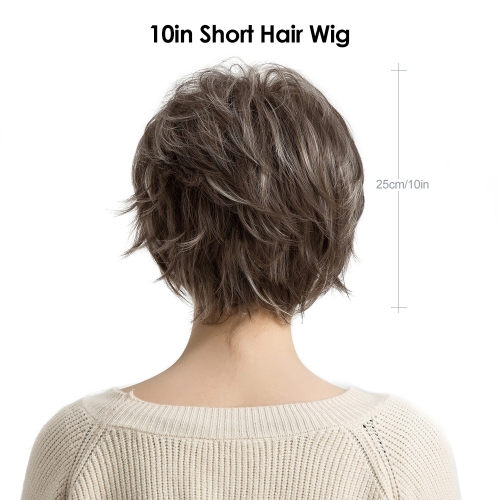

10" Wig Short Hair Cs Gradient Color Short Straight Synthetic Fiber Cosplay Daily Party Wig for Women YJJ113