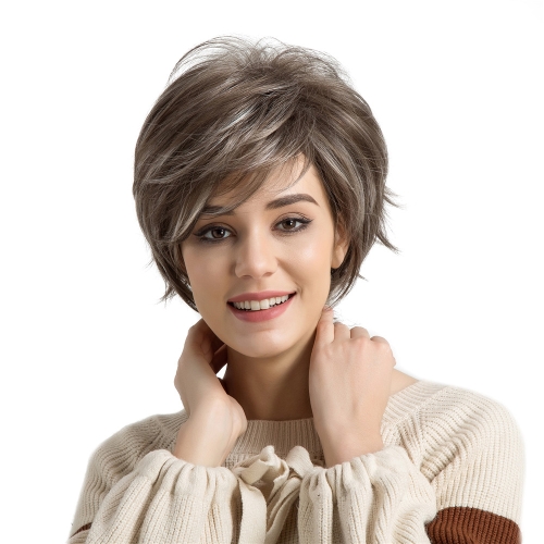 

10-дюймовый парик с короткими волосами Cs Gradient Color Short Straight Synthetic Fiber Cosplay Ежедневный парик для женщин YJJ113