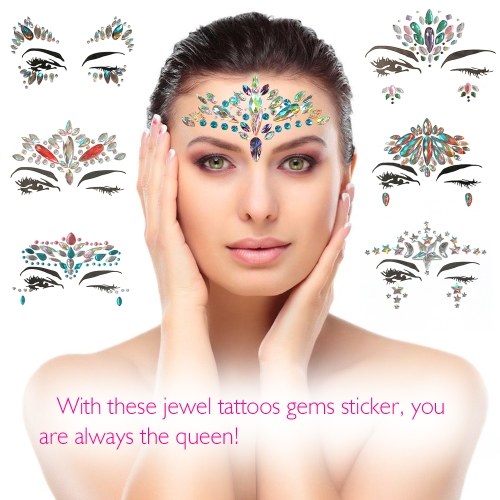 

DIY Adhesive Face Gems Rhinestone Temporary Tattoo Jewels Festival Party Body Glitter Stickers Flash Temporary Tattoos Sticker Easy To Operate