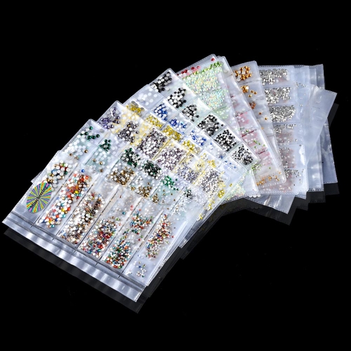 

Mixed Size 1440pcs Glass Nail Rhinestones For Nail Art Decorations Crystals Strass Charms Partition Rhinestone Set