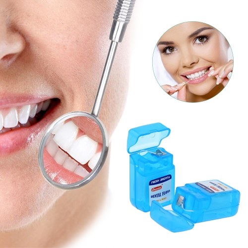 2 * 15 m Dental Floss Wax Mint con sabor a dientes limpiador Reemplazo de carrete incorporado Flat Wire Dental Flosser Salud Higiene Cuidado