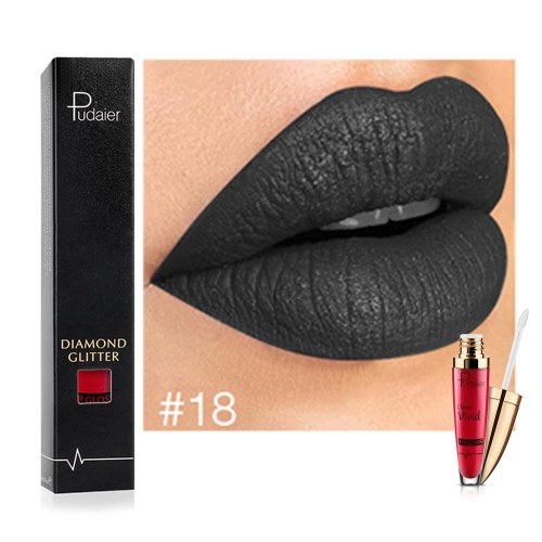 

Pudaier Liquid Lip Gloss Non-stick на губной помаде для губ 18 цветов Lip Glitter Diamond Waterproof Lip Tint Makeup