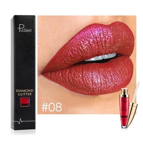 

Pudaier Liquid Lip Gloss Non-stick на губной помаде для губ 18 цветов Lip Glitter Diamond Waterproof Lip Tint Makeup