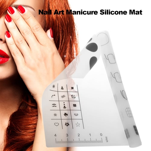 

Nail Art Маникюр Силиконовые Мат Складная моющийся Мягкая крышка стола Pad для штампования обратного Штамп Переброска воды Marble