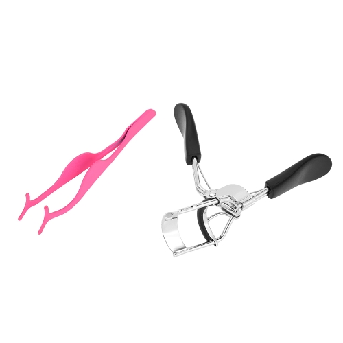 

2pcs/set Eyelashes Curler False Eyelashes Applicator Clip Extension Remover Tweezers Nipper Beauty Stainless Steel Makeup Tools