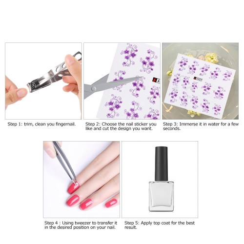 50 Sheets Nail Sticker Set Mixed Butterfly Flower Pattern Nail Paper Tip Nail Art Styling Set Diy Watermark Manicure