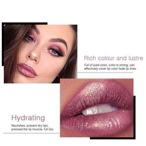 

Pudaier Liquid Lip Gloss Non-stick on Cup Lipstick 18 Colors Lip Glitter Diamond Waterproof Lip Tint Makeup