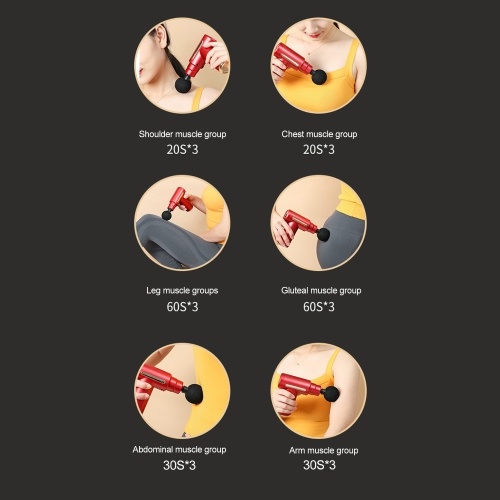 Portable Fascia Massage Gun with 4 Replaceable Massage Heads 6 Vibration Speeds Type-C Charge 