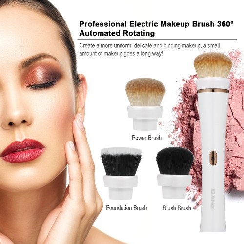 

Electric Makeup Brush 360°Automated Rotating Powder Blush Foundation Brush with 3 Heads Professional Cosmetic Brush USB Charge
