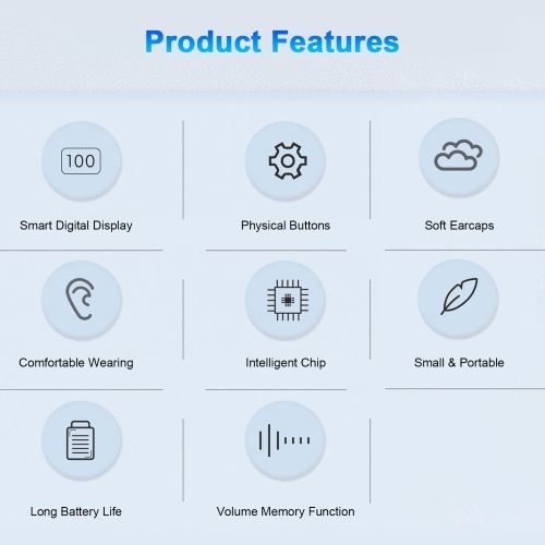 Dual-ear In-ear Hearing Aid For Elderly Hearing Amplifier For Seniors Rechargeable with Portable Charging Case Adaptive Feedback Suppression Adjustable Volume Memory Function 