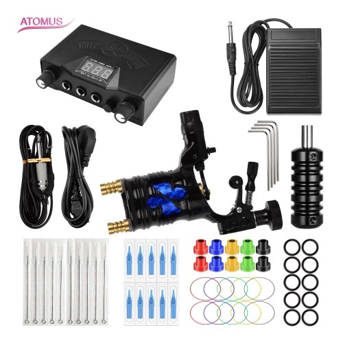 Professional Tattoo Machine Kit Tattoo Power Supply Rotary Pen with Pedal Needles for Permanent Tattoo Makeup Eyebrow Microblading for Beginner Starter