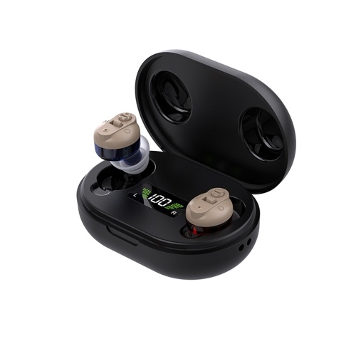 

Dual-ear In-ear Hearing Aid For Elderly Hearing Amplifier For Seniors Rechargeable with Portable Charging Case Adaptive Feedback Suppression Adjustable Volume Memory Function
