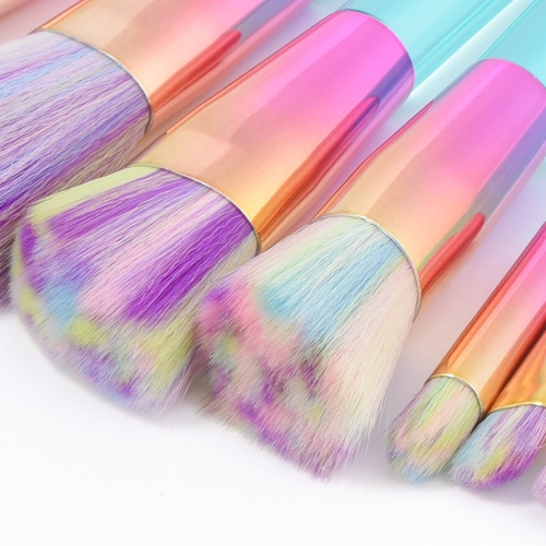 

10pcs / set Профессиональные макияжные кисти Красочный косметический набор инструментов для макияжа Прозрачная ручка Nylon Foundat