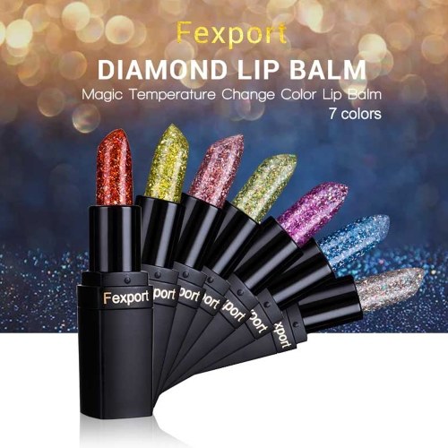 

F6106 Fexport Блестящий синий прозрачный бриллиантовый бальзам для губ Crystal Magic Color Color Lipsticks