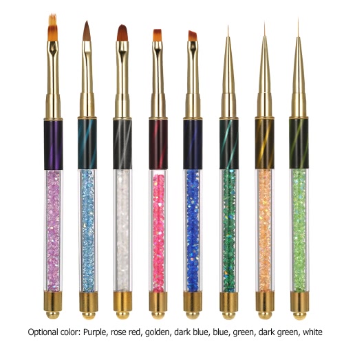 1pc Nail Art Painting Pen UV Gel Brush Crystal Acrylic Nail Drawing Liner Nail DIY Flat Brush Nail Salon Pen White