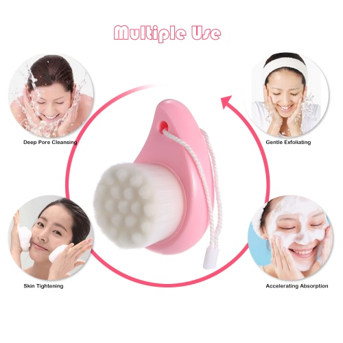 

Чистка лица Кисть Мягкий Мягкий волокна Face Wash Brush Поры Очиститель ABS Handle Pink