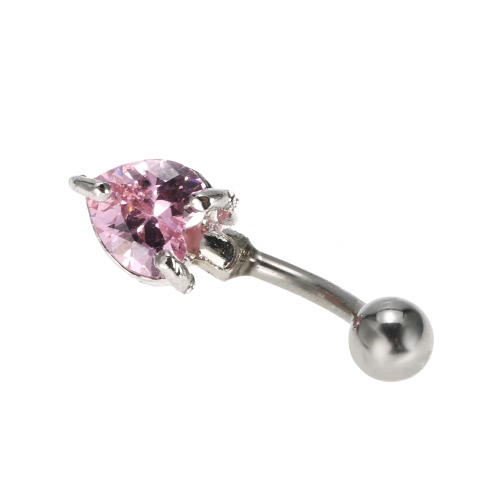 1pc del ombligo del ombligo de la barra del anillo de la joyería de la perforación del cuerpo en forma de corazón de acero inoxidable barra piercing rosada