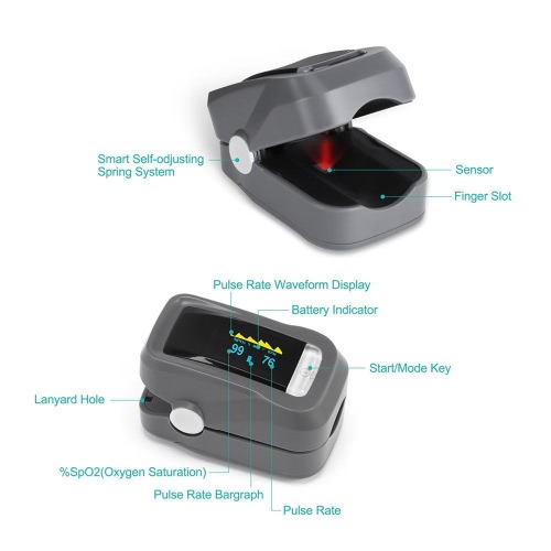 

Alarm Digital Oximeter Blood Oxygen Sensor Fingertip Pulse Heart Rate Monitor Meter OLED Display SpO2 Auto Power off Instant Read