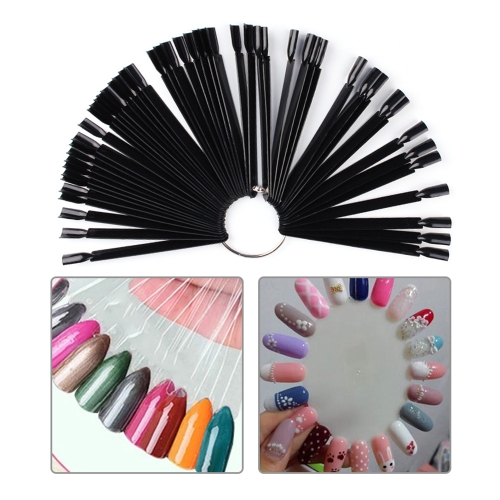 

50pcs False Nail Tips Color Card Manicure Nail Art Practice Slice Board Clear White Buckle Ring DIY Nail Display Tools