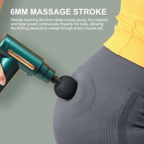 Portable Fascia Massage Gun with 4 Replaceable Massage Heads 6 Vibration Speeds Type-C Charge 