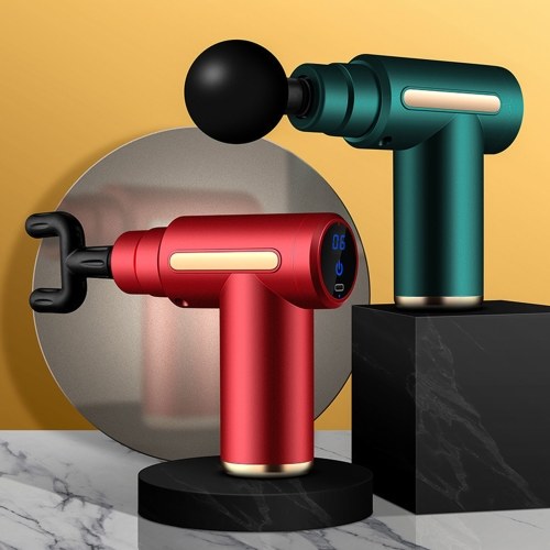 Portable Fascia Massage Gun with 4 Replaceable Massage Heads 6 Vibration Speeds Type-C Charge 